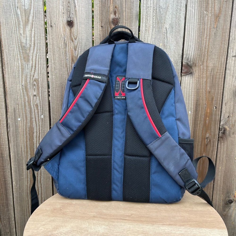 Swiss Gear By Wenger Backpack Travel Bag Navy Padded 17” Medium Laptop Day Work - Picture 2 of 8